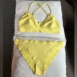 Yellow Scalloped Bikini Set style size small.
